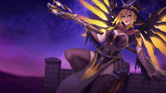 Witch Mercy Overwatch Fantasy Character Art 4K Desktop Wallpaper