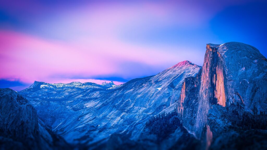 Stunning Yosemite Half Dome at Sunset Mountain Landscape 4K Wallpaper