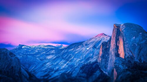 Stunning Yosemite Half Dome at Sunset Mountain Landscape 4K Wallpaper