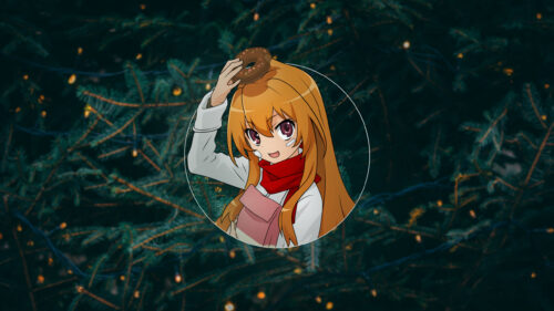 Taiga Aisaka from Toradora with a Donut Anime Desktop Wallpaper