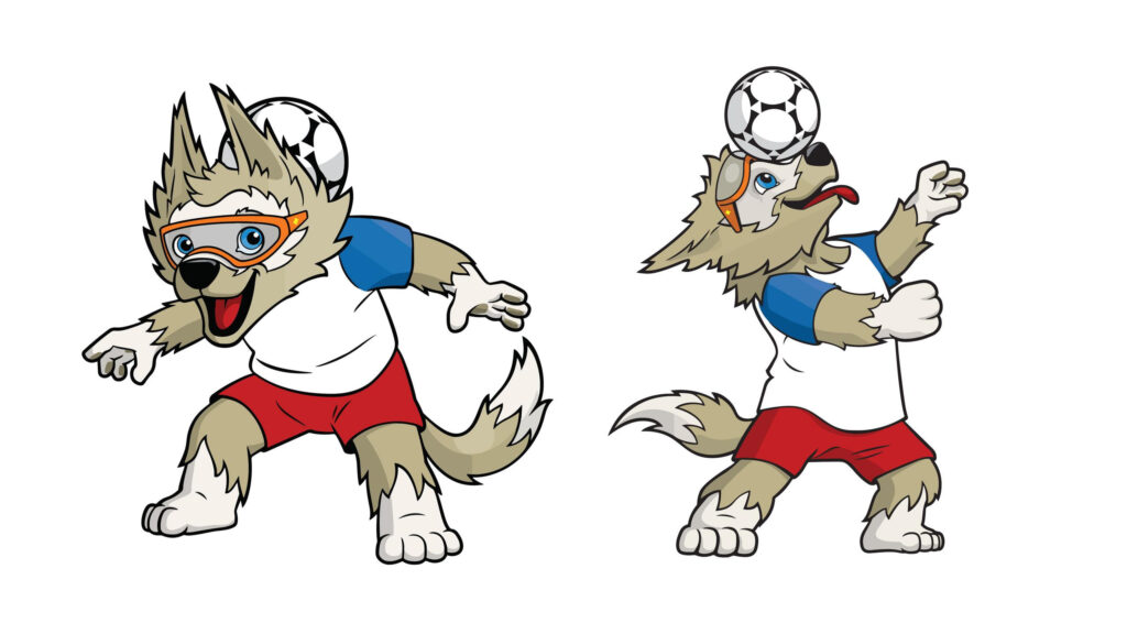 Fun Zabivaka Wolf Mascot Playing Soccer 4K PC Wallpaper