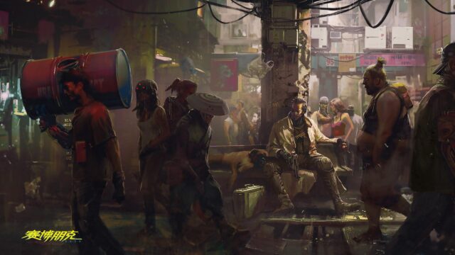 Cyberpunk 2077 Gritty Urban Street Life Scene High Resolution Desktop Wallpaper