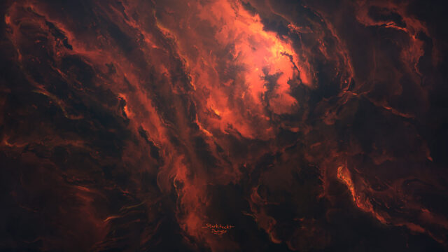 Fiery Abstract Nebula Space Art 4K Desktop Wallpaper