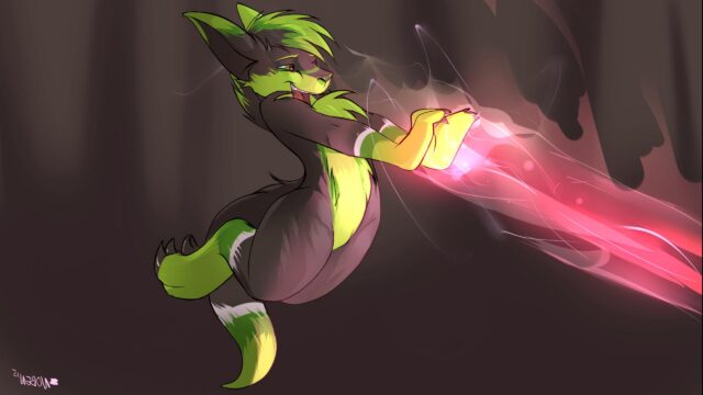 Anime Furry Character Unleashing Magical Energy Desktop Wallpaper