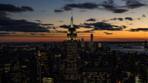 Breathtaking New York City Skyline at Sunset with Empire State Building PC Wallpaper