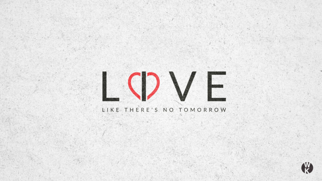 Minimalist LOVE Typography with Red Heart Symbol Desktop Wallpaper