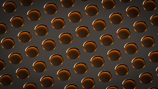 Abstract Metal Grid Pattern with Glowing Amber Orbs 4K Desktop Wallpaper