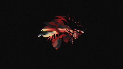 Cloud Strife Final Fantasy VII Silhouette with Abstract Glitch Red Art PC Wallpaper