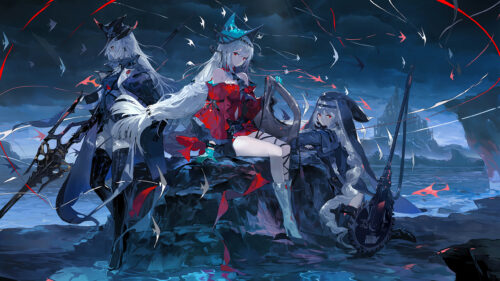 Abyssal Hunters Trio Arknights Fantasy Battle Illustration 4K Wallpaper