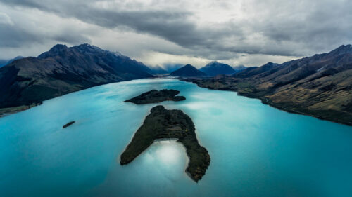 Stunning Aerial View of Glenorchy Lake and Mountains New Zealand 4K Wallpaper