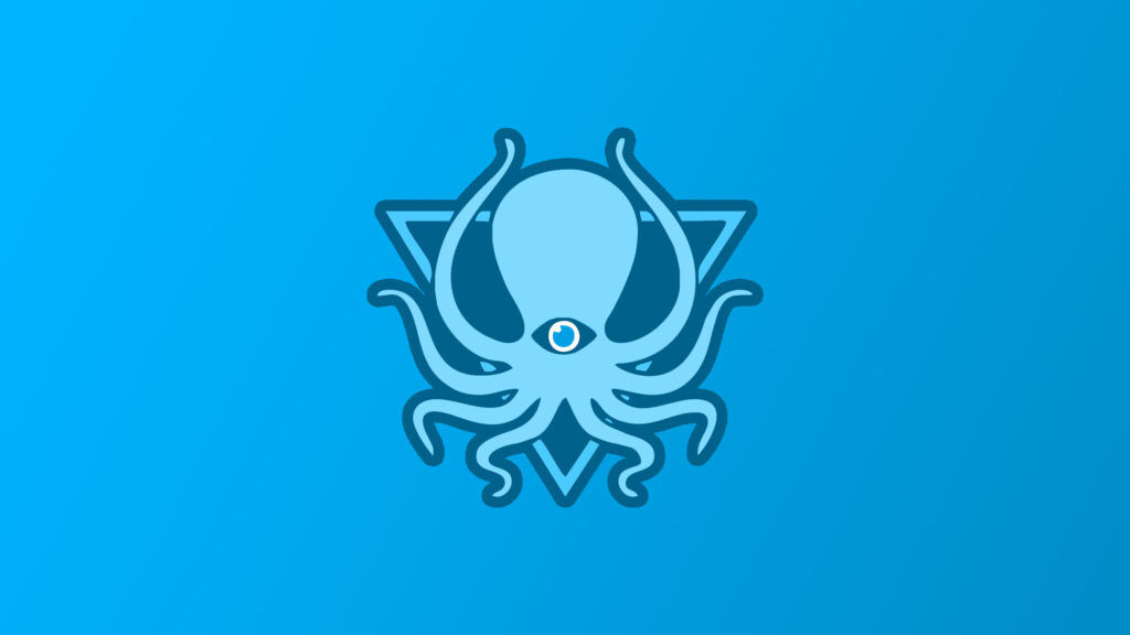 Minimalist Blue Octopus Emblem with Triangle Geometry 4K Desktop Wallpaper