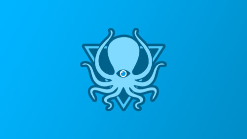 Minimalist Blue Octopus Emblem with Triangle Geometry 4K Desktop Wallpaper