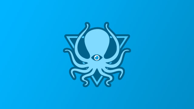 Minimalist Blue Octopus Emblem with Triangle Geometry 4K Desktop Wallpaper