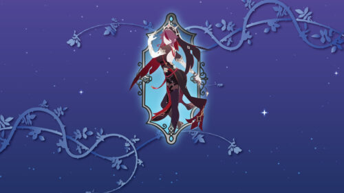 Minimalist Rosaria Genshin Impact Aesthetic Desktop Wallpaper