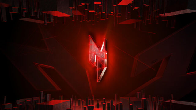 Acer Predator Glowing Wireframe Logo Red Aesthetic 4K Desktop Wallpaper