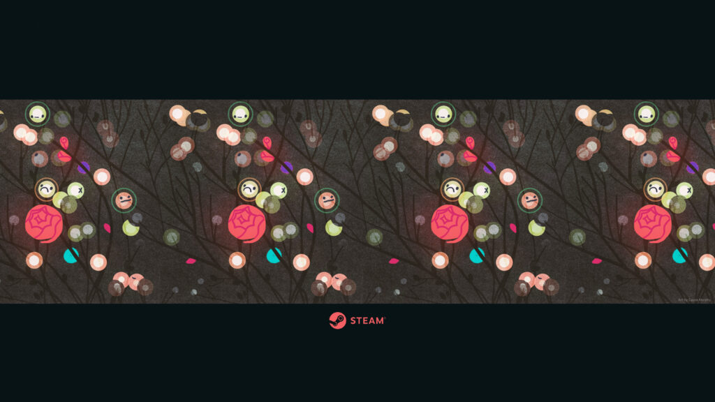 Minimalist Botanical Illustration with Abstract Faces Desktop Wallpaper