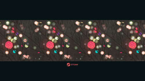 Minimalist Botanical Illustration with Abstract Faces Desktop Wallpaper