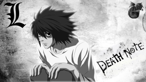 L Lawliet Death Note Black and White Aesthetic PC Wallpaper