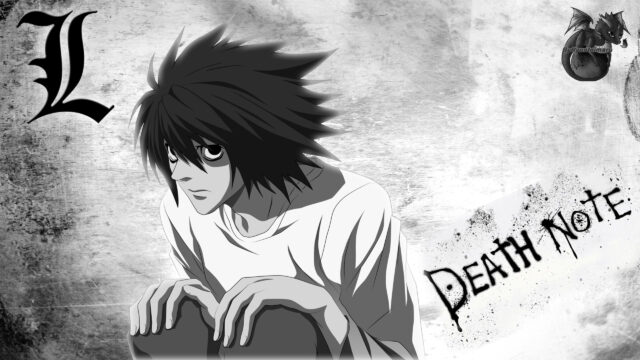 L Lawliet Death Note Black and White Aesthetic PC Wallpaper