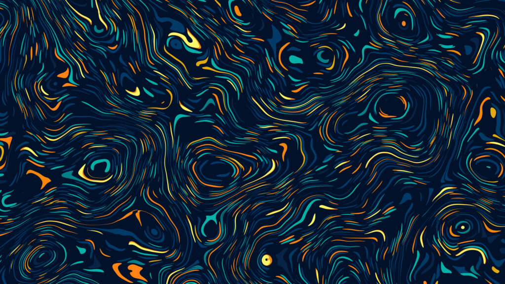 Abstract Fluid Swirls with Golden and Teal Accents 4K Desktop Wallpaper