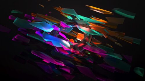 Abstract Neon Crystal Explosion 4K Desktop Wallpaper