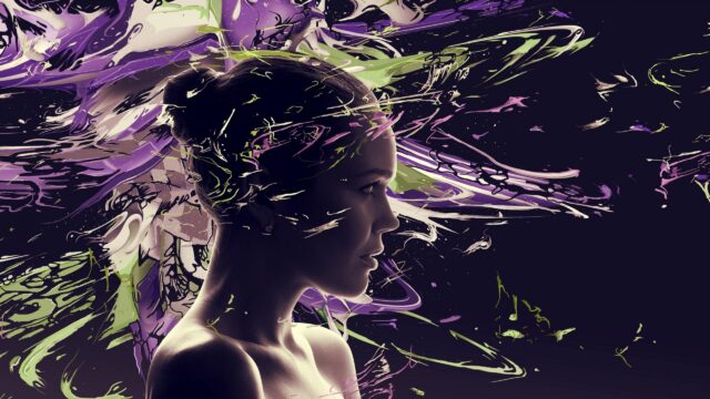 Stunning Artistic Portrait of a Woman with Abstract Paint Splatter 4K Wallpaper