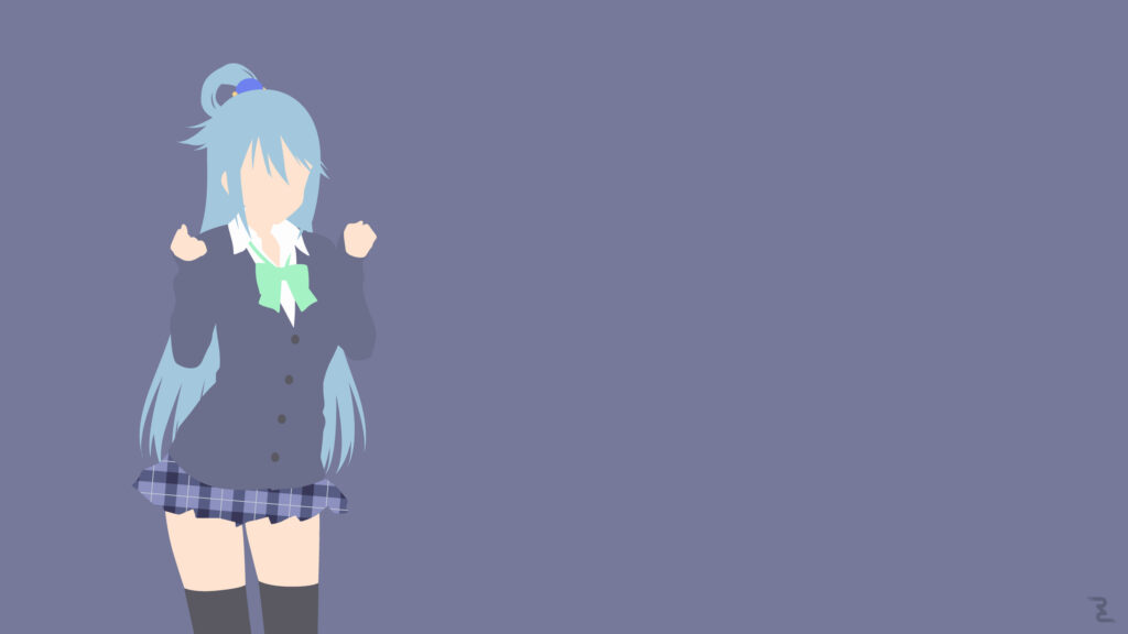 Minimalist Aqua from Konosuba Anime Girl Desktop Wallpaper