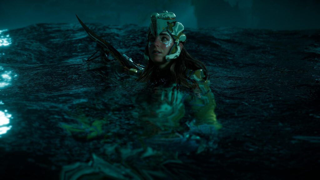 Aloy Swimming in Dark Waters Horizon Forbidden West 4K Desktop Wallpaper