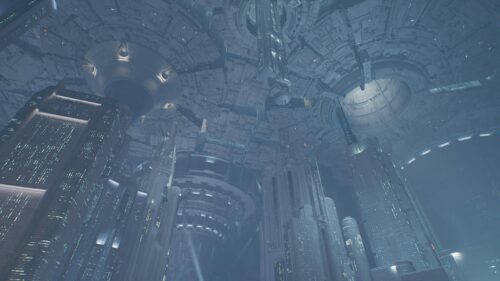 Futuristic Cyberpunk Sci-Fi Cityscape Interior Architecture 4K Wallpaper