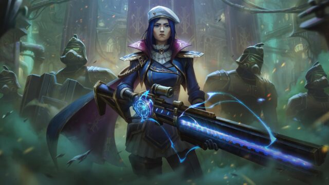 Caitlyn Kiramman from League of Legends with Hextech Rifle Desktop Wallpaper