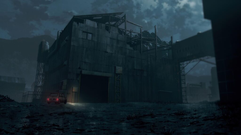 Abandoned Industrial Warehouse at Night with Vintage Car 4K Desktop Wallpaper