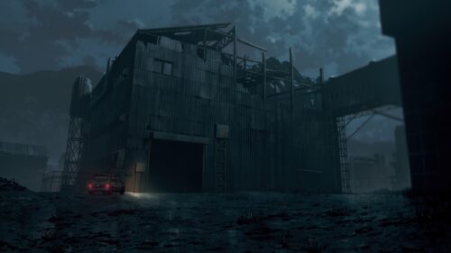 Abandoned Industrial Warehouse at Night with Vintage Car 4K Desktop Wallpaper