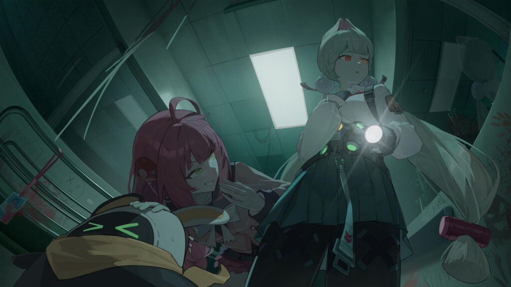 Anime Girls Exploring Dark Abandoned Hospital 4K PC Wallpaper