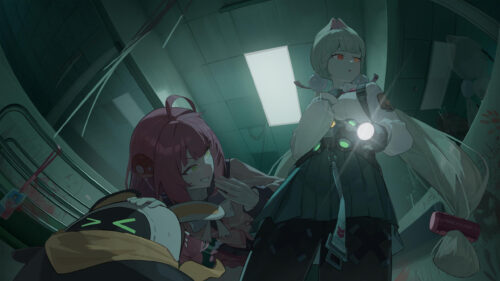 Anime Girls Exploring Dark Abandoned Hospital 4K PC Wallpaper
