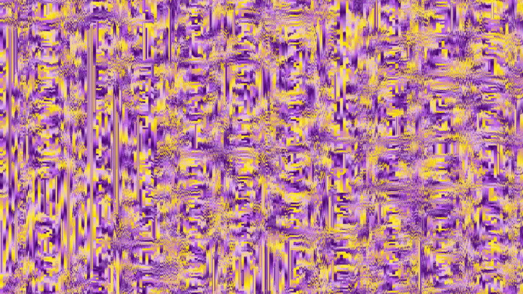 Abstract Vibrant Purple and Yellow Glitch Art Desktop Wallpaper
