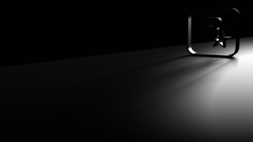 Minimalist Rockstar Games Logo 3D Metallic Dark Desktop Wallpaper