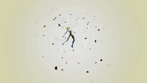 Anime Girl Floating in Void Minimalist 4K Wallpaper