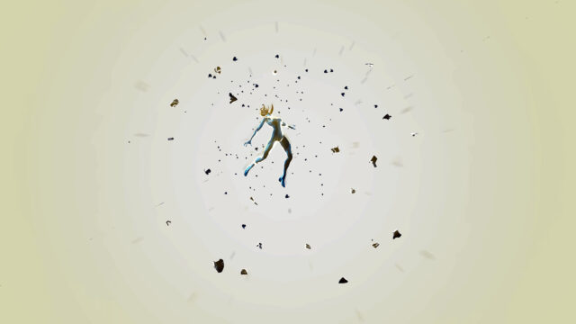 Anime Girl Floating in Void Minimalist 4K Wallpaper