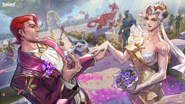 Marvel Rivals Wedding Scene with Star Lord and Enchantress 4K Desktop Wallpaper