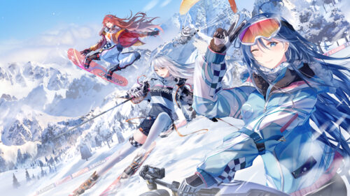 Anime Girls Winter Sports Adventure Legion Brand Theme 4K PC Wallpaper