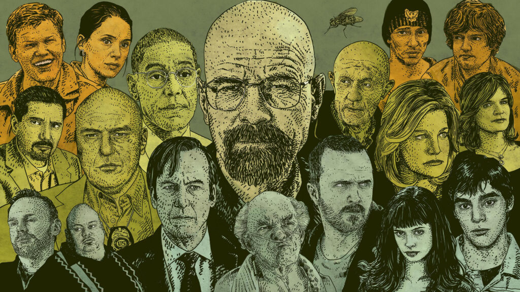 Breaking Bad Cast Illustration High Resolution Desktop Wallpaper