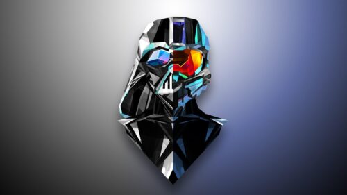 Low Poly Darth Vader and Master Chief Split Face Art 4K Wallpaper