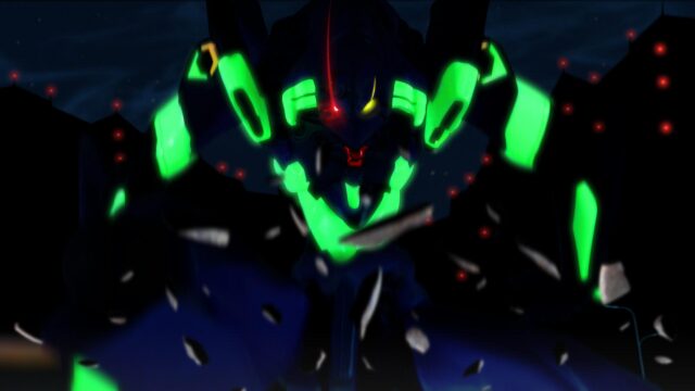 Evangelion Unit-01 Awakening Mode Neon Green Glowing Details Desktop Wallpaper