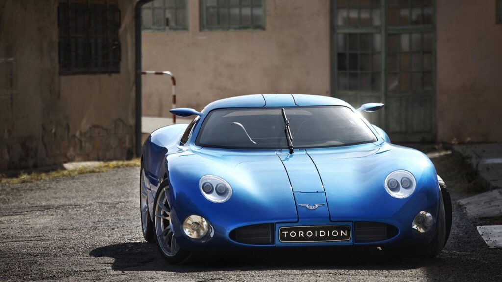 Stunning Blue Toroidion 1MW Concept Supercar Front View Desktop Wallpaper
