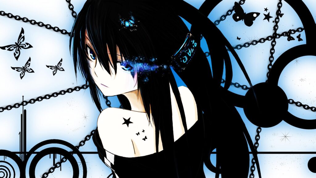 Black Rock Shooter Anime Girl with Blue Glowing Eyes Desktop Wallpaper
