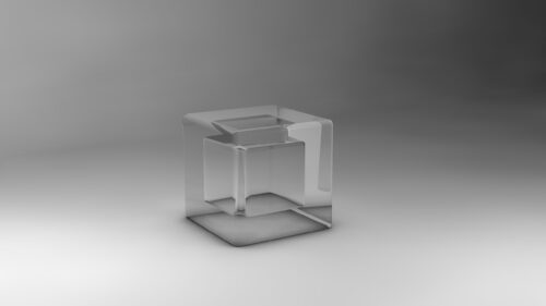 Minimalist Transparent Glass Cube Geometric 4K Desktop Wallpaper