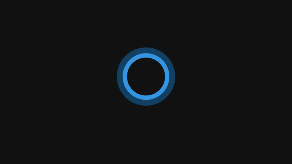 Minimalist Cortana Inspired Glowing Blue Circle Abstract Desktop Wallpaper