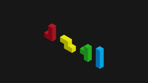 Minimalist Tetris Blocks on Black Background 4K Wallpaper