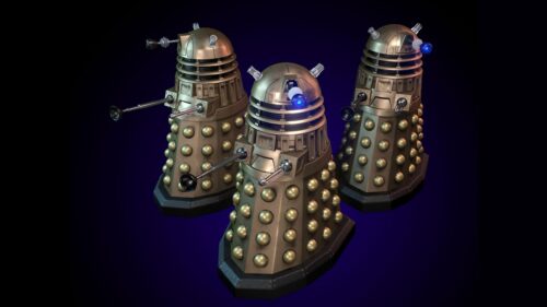 Classic Golden Daleks Trio Science Fiction 4K PC Wallpaper