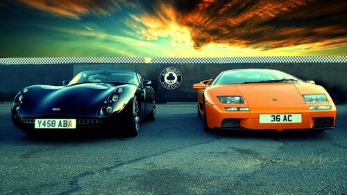 Stunning TVR Tuscan and Lamborghini Diablo Supercars at Ace Cafe London 4K Wallpaper